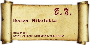 Bocsor Nikoletta névjegykártya